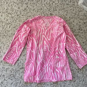 Lilly Pulitzer Girls M Cotton Pink Zebra Tunic